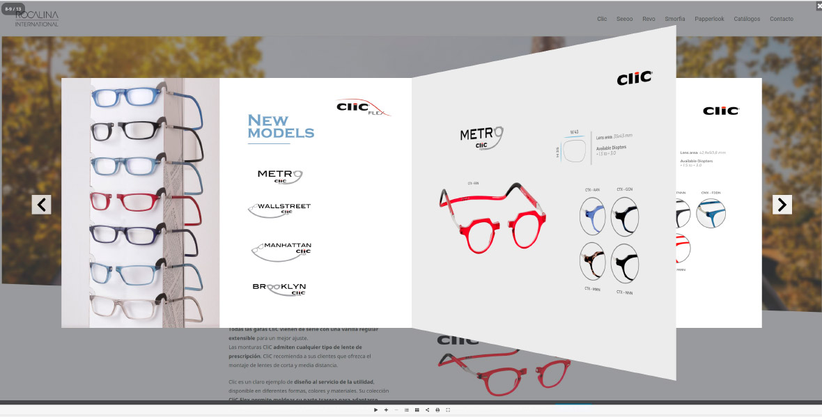 Catálogo de Gafas Clic para Rocalina páginas móviles