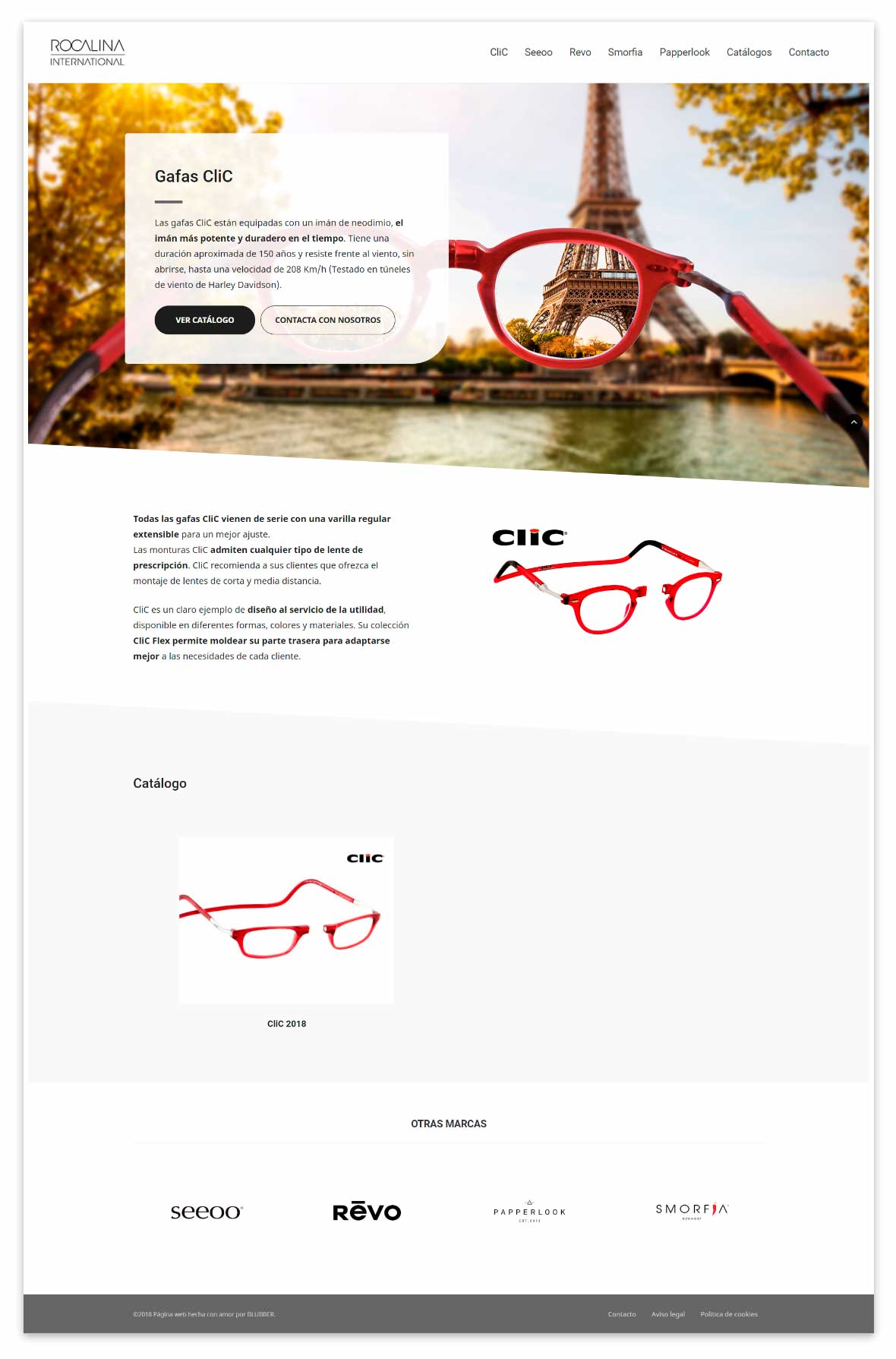 Página web de Rocalina gafas Clic con sistema magnético